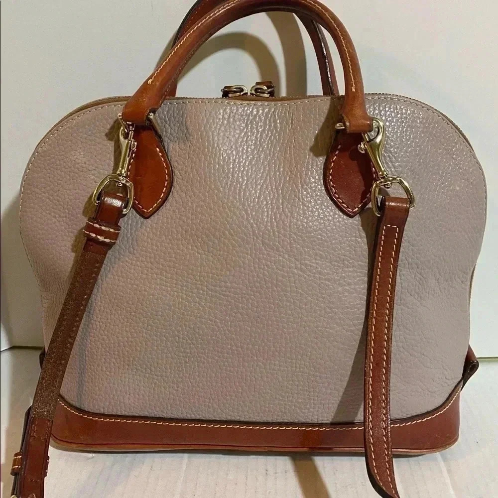 Dooney Bourke vintage grey leather satchel handbag - Picture 2 of 16